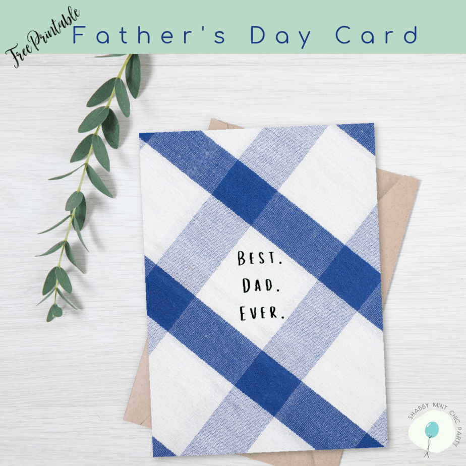 Father's DAy foldable card free printable blue and white colors