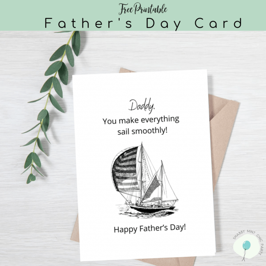 father's day printable card sailboat
