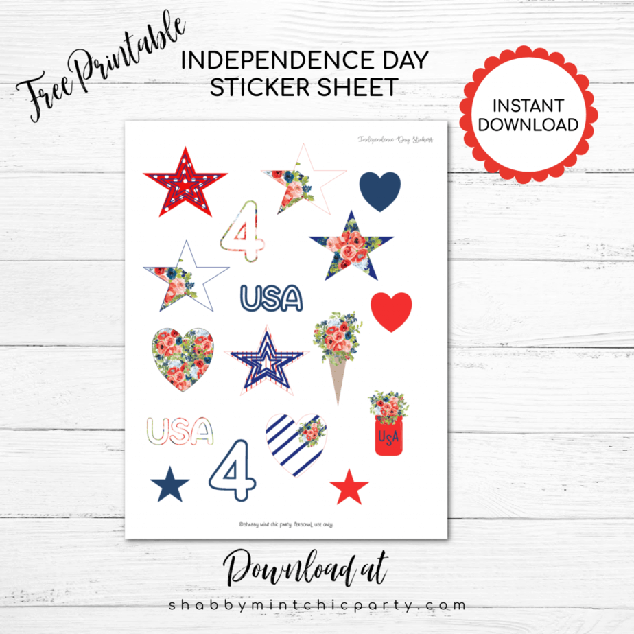 free July 4th printable stickers for your planners, party decorations