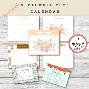 September 2021 calendar printable freebie