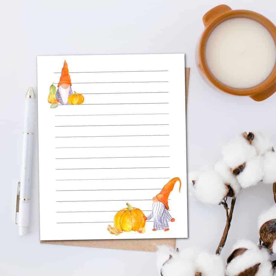 gnome fall stationery