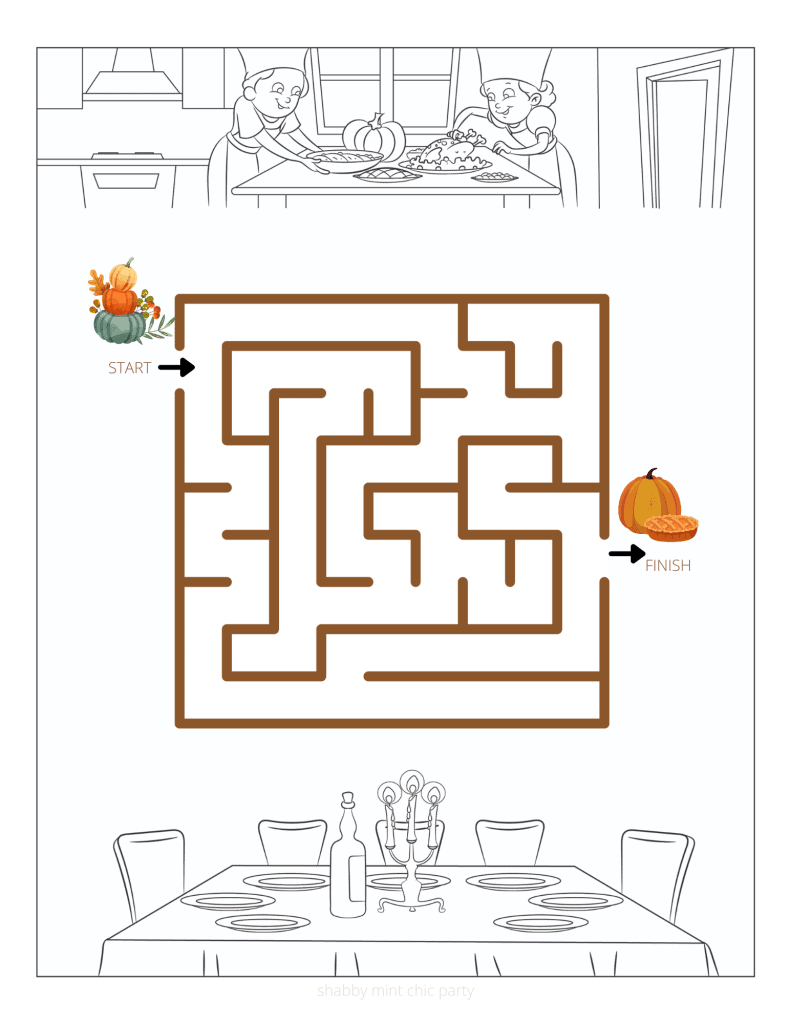 thanksgiving planner with mazes free printable