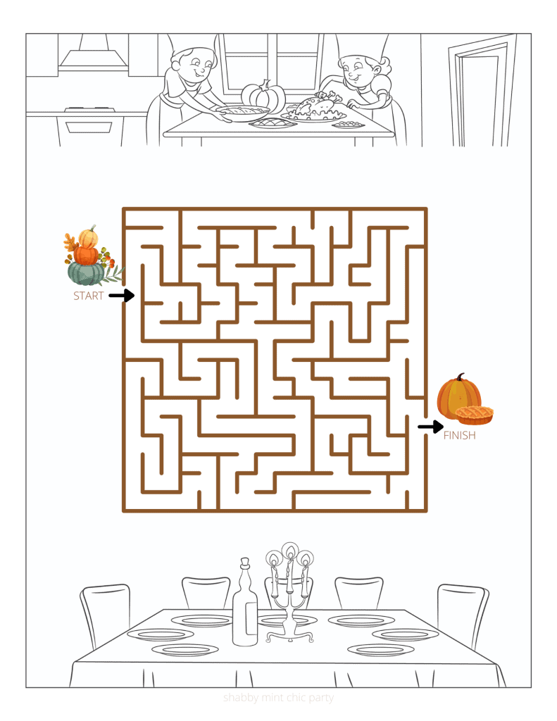 thanksgiving planner with mazes free printable