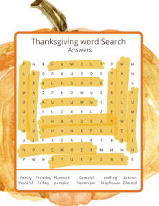 thanksgiving planner with word search answer free printable