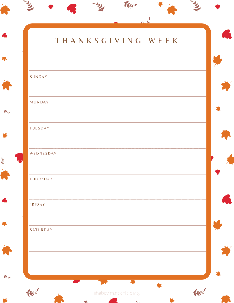 Thanksgiving planner with weekly to do free planner