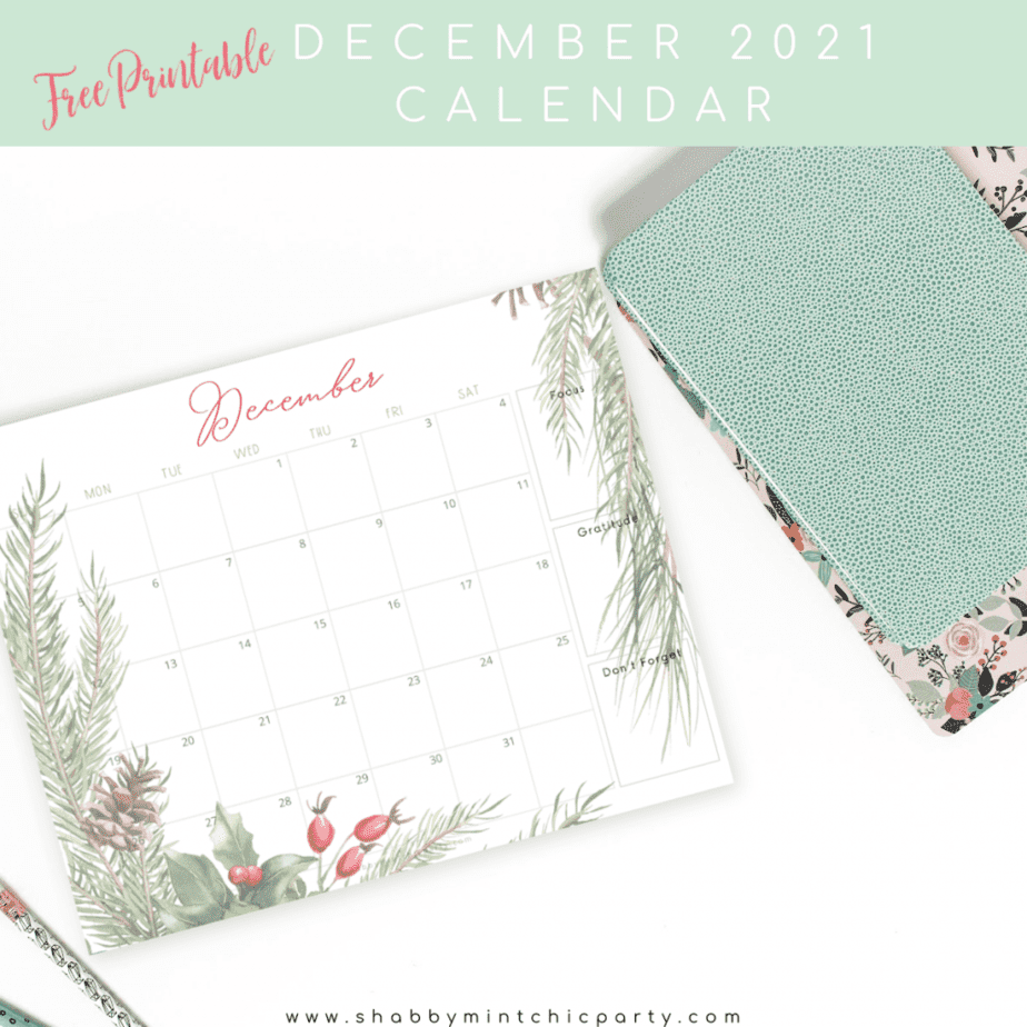 December 2021 printable freebie winter berries and foliage