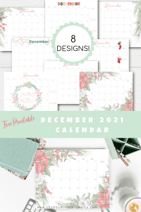 December 2021 Calendar 8 different designs