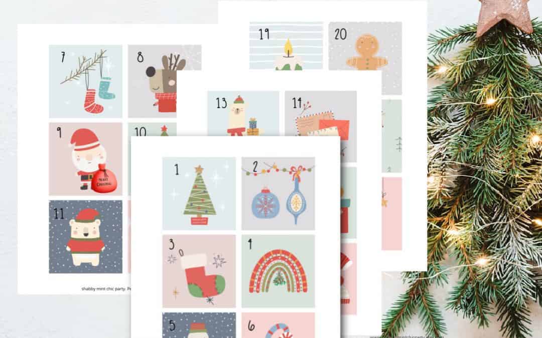 free printable advent gift tags with colorful christmas cliparts