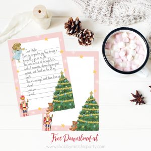 printable freebie christmas themed angel, christmas tree, and toy soldier 5x7 printable note for journaling or letter writing
