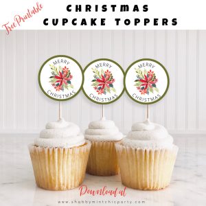 Merry Christmas Cupcake toppers free printable