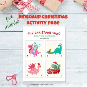 Winter Activity dinosaur theme cut and count free printable
