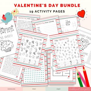 Valentine's Day activity pages for kids