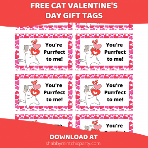 Cat Valentine's Day gift tag or lunch box note free printable