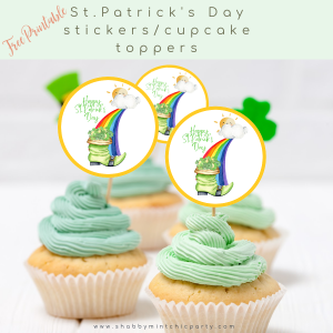 St.Patrick's Day printable cupcake topper_stickers free