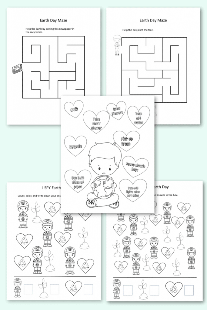 free printable Earth day activity pages