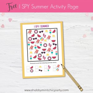 free printable I spy summer activity page