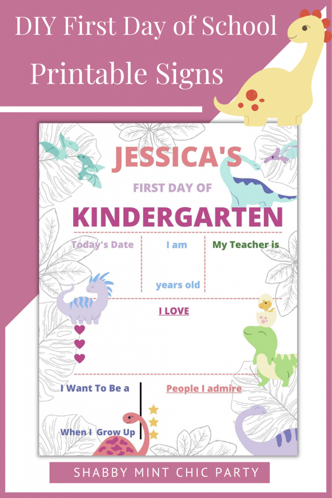 Dinosaur First Day of School Signs Canva tutorial and Template