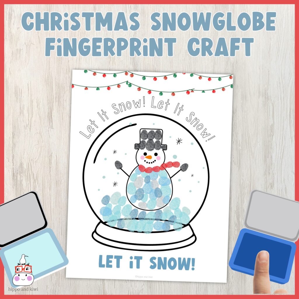 Snowman in snowglove fingerprint free printable