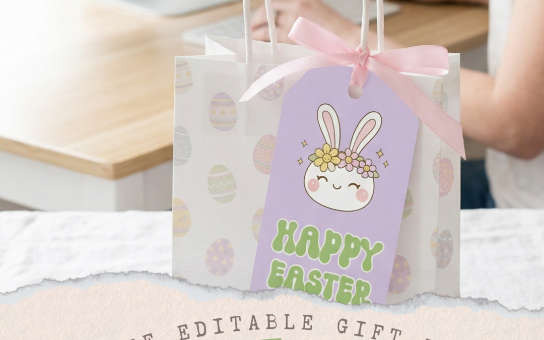 Free Printable Retro Easter bunny gift tags