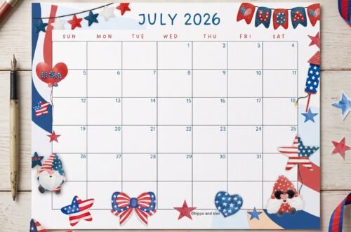 July 2026 printable calendar freebie
